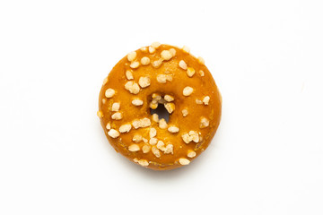 Sweet caramel donut on white background isolated
