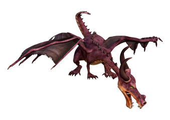 3D Rendering Fairy Tale Dragon on White