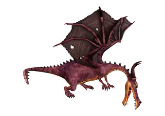 3D Rendering Fairy Tale Dragon on White