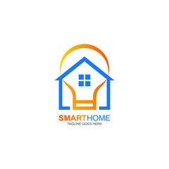 Smart home logo, modern House and Bulb logo, creative smart home with bulb aspect logo template .vector