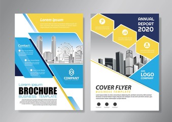 Naklejka na ściany i meble Business abstract vector template. Brochure design, cover modern layout, annual report, poster, flyer in A4 with colorful triangles, geometric shapes for tech, science, market with light background