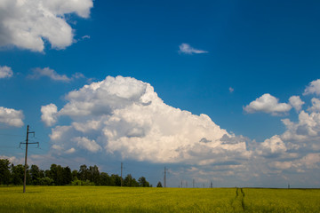 Fototapeta na wymiar Cumulonimbus cloud on blue sky background, nature background