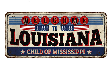 Welcome to Louisiana vintage rusty metal sign