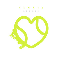Vector illustration for tennis. Ball, shape heart, love, isolated. Design print for T-shirts, hand drawing. Element sports for the poster, banner, flyer.