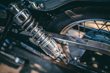 Fototapeta premium Close up view on motorcycle suspension parts 