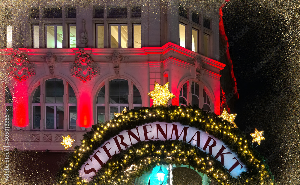 Wall mural Sternenmarkt (engl. Star market) in Koblenz, Germany. The Star market is a historic Christmas market in the old town of Koblenz