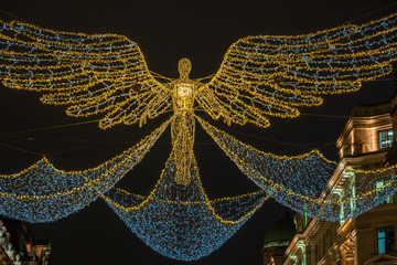 Christmas lights on Regent Street, London, UK.