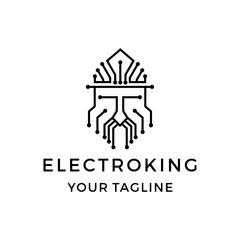 Electronic king technology logo inspiration vector icon illustration custom logo design vector