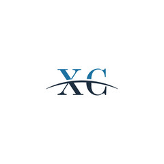 Initial letter XC, overlapping movement swoosh horizon logo company design inspiration in blue and gray color vector