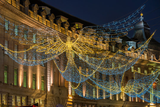 Christmas lights on Regent Street, London, UK.
