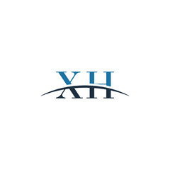Initial letter XH, overlapping movement swoosh horizon logo company design inspiration in blue and gray color vector
