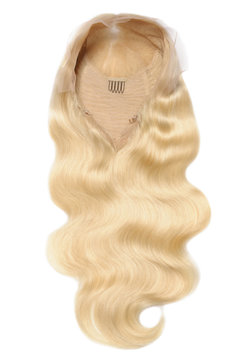 Body Wavy Bleached Blonde Human Hair Weaves Extensions Lace Wigs