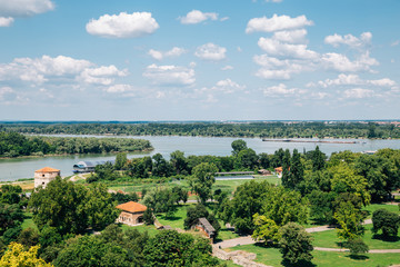 Fototapeta na wymiar Kalemegdan Fortress park and Sava river in Belgrade, Serbia