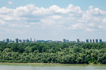 Fototapeta premium Sava river and cityscape in Belgrade, Serbia