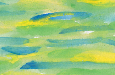 Fototapeta na wymiar Varicoloured strokes of water-colour on a paper. Abstract background.