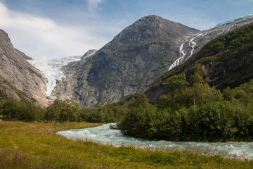 Fototapeta na wymiar Briksdalsbreen Glacier River