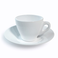 White ceramic coffee espresso cup with saucer, the mock up