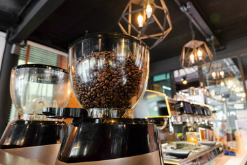 Fototapeta na wymiar Ready-made coffee grinder espresso