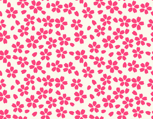 Japanese Cute Pink Cherry Blossom Seamless Pattern