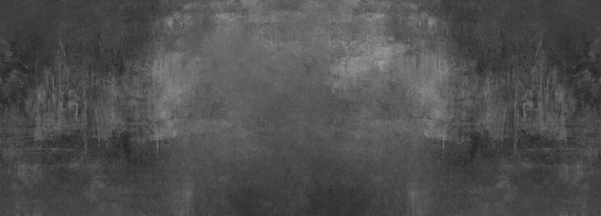 Papier Peint photo Salle noir gris anthracite pierre béton texture fond panorama bannière longue