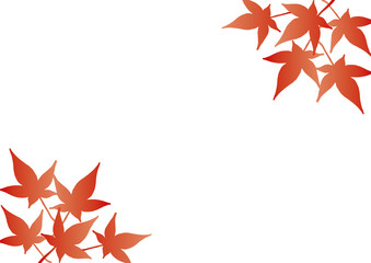 紅葉のフレーム素材 秋のもみじ 水彩風1