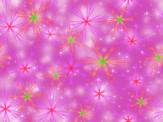 Seamless pattern. Colored snowflakes on a feulette background.