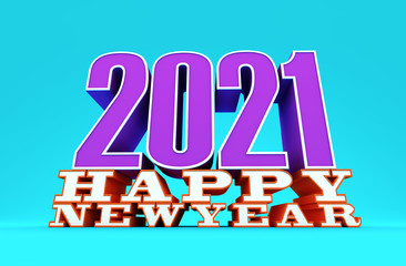 Fototapeta na wymiar New Year 2021 Creative Design Concept - 3D Rendered Image 