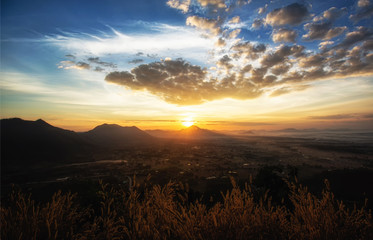 Twilight sky background. Colorful Sunset sky and cloud.vivid sky in twilight time background.Fiery orange sunset sky. Beautiful