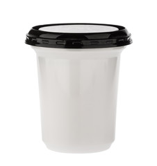 Blank plastic dairy container. Tub Bucket Container For Dessert, Yogurt isolated white clipping path