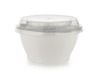 Blank plastic dairy container. Tub Bucket Container For Dessert, Yogurt isolated white clipping...