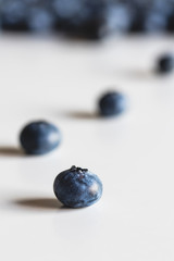 Group of fresh blueberries isolated on white background. Healthy food, health