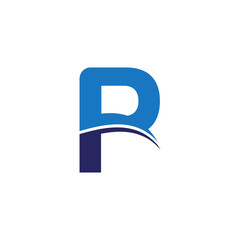 Initial Letter P Wave Alphabet Logo Vector Design. Aviation Shape Branding Corporate business P Letter Logo with Blue.