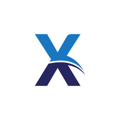 Initial Letter X Wave Alphabet Logo Vector Design. Aviation Shape Branding Corporate business X Letter Logo with Blue.