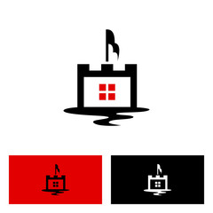 home and castle logo design