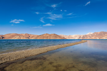 Fototapeta na wymiar Scenic view of Pangong Lake or Pangong Tso in Ladakh, India 
