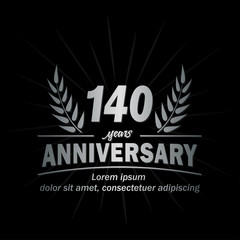 140 years logo. One hundred and forty years anniversary vector and illustration design template.