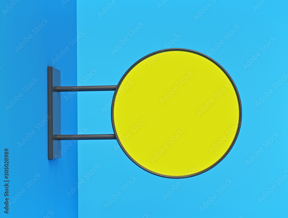 Poster empty blank round mock up sign board for advertising. minimal style isolated object. 3d rendering