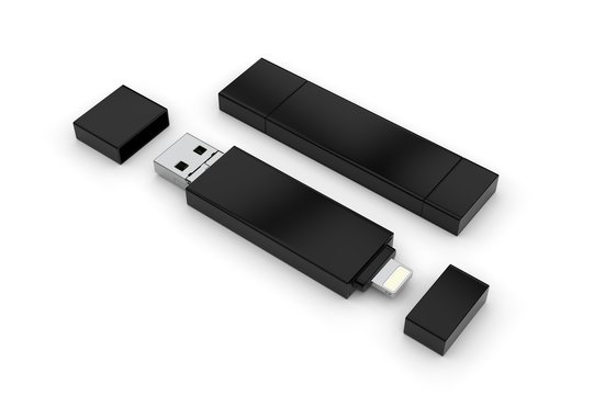 Blank  Memory Stick and Flash Drive For Promotional Branding. 3d render illustration. 