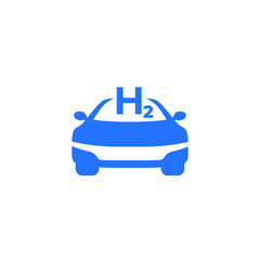 hydrogen car vector icon on white