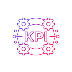 KPI vector icon on white, line design