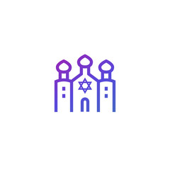 synagogue on white, line icon
