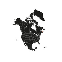 North America with country borders, vector illustration. - 305037349