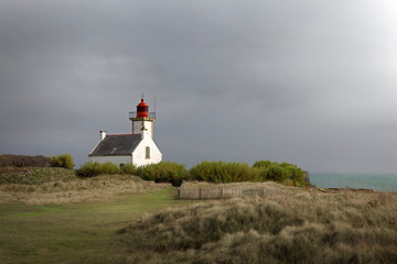 Fototapeta na wymiar Les Chats lighthouse in Groix Island