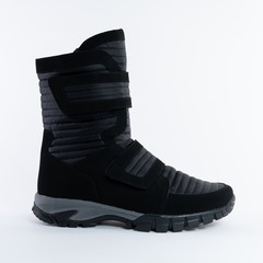 mens boots winter high warm soft waterproof on a fastener. On white background. See other angles of...