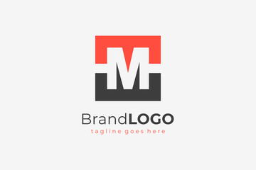 Simple Square Letter M Logo Design Template Element. Flat Vector Illustration