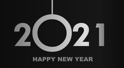 Happy New Year 2021 - greeting card, invitation, poster, flyer - black numbers and letters - vector