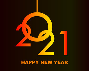 Happy New Year 2021 - greeting card, invitation, poster, flyer - black numbers and letters - vector