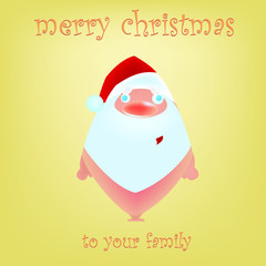 A different and quite cute Santa with warm colors in summer weather. Greeting Card for Christmas