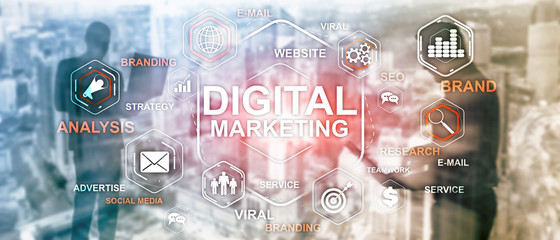 Digital Marketing. Mixed Media Business Technology Background.