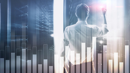 Business and finance graph on blurred background. Trading, investment and economics concept.